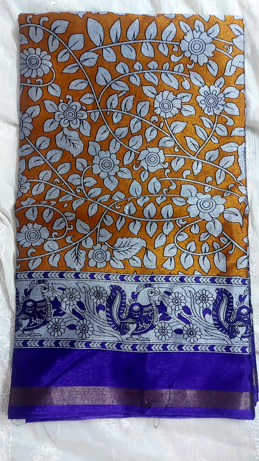 Kalamkari-inspired digital/printed saree