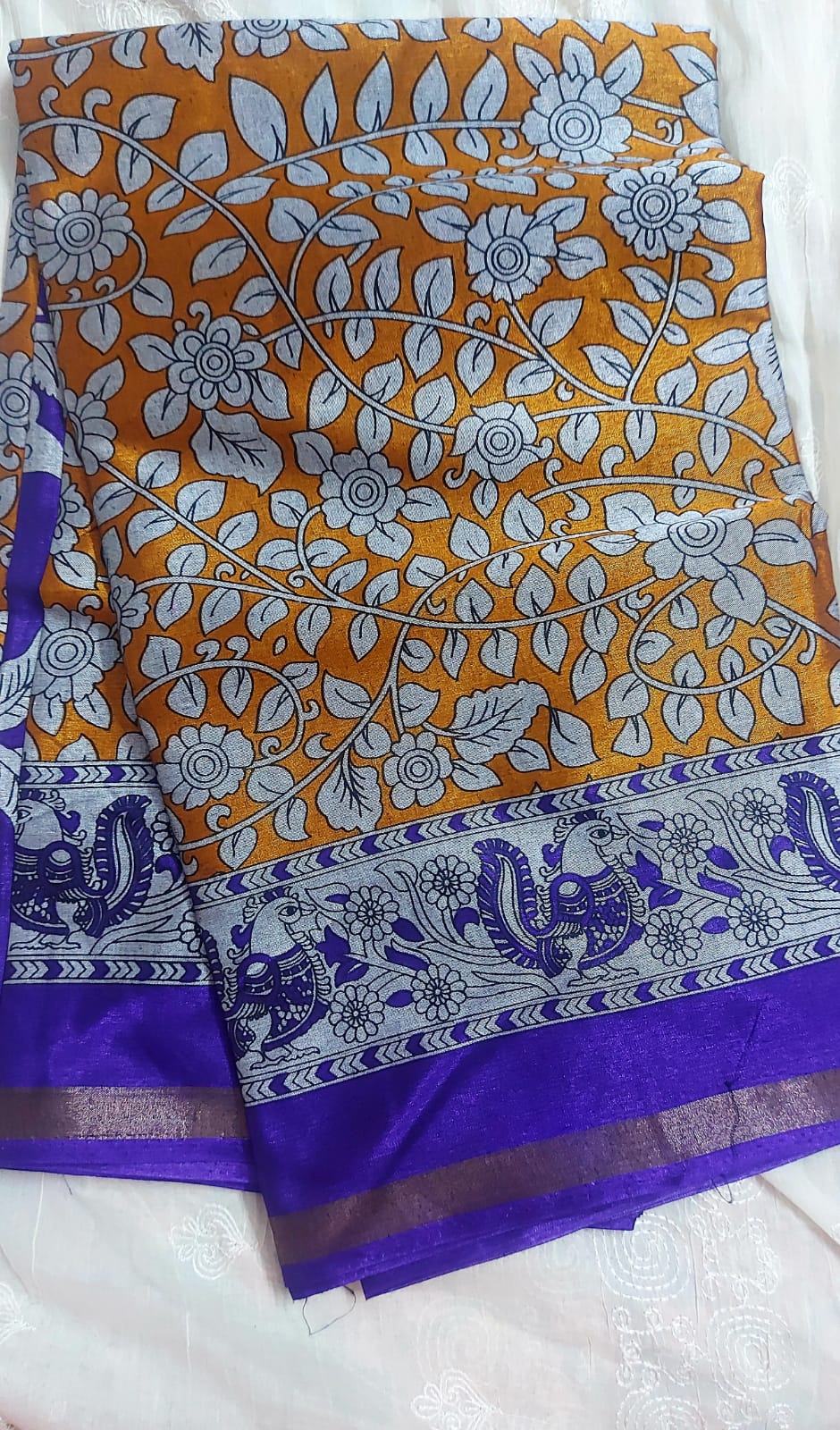Kalamkari-inspired digital/printed saree