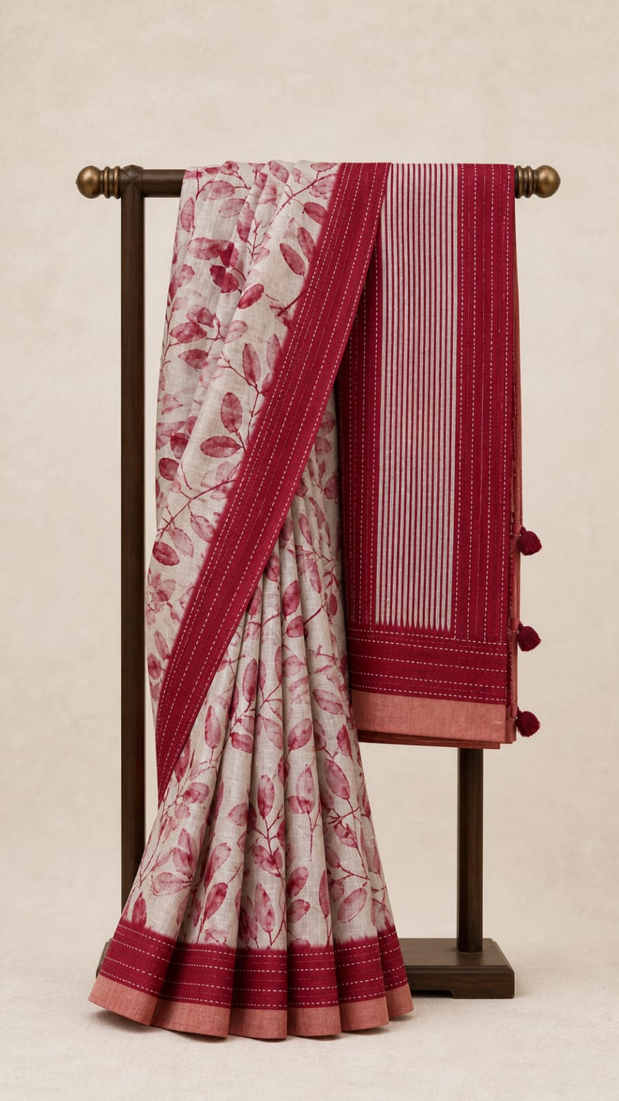 Soft Ivory Floral Tissue Saree