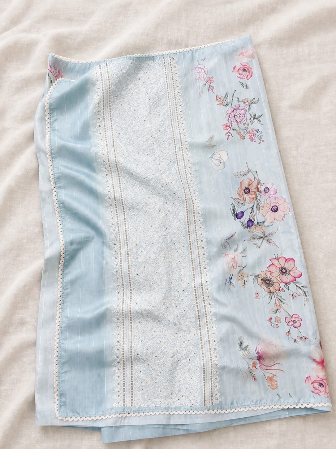 Pastel blue saree