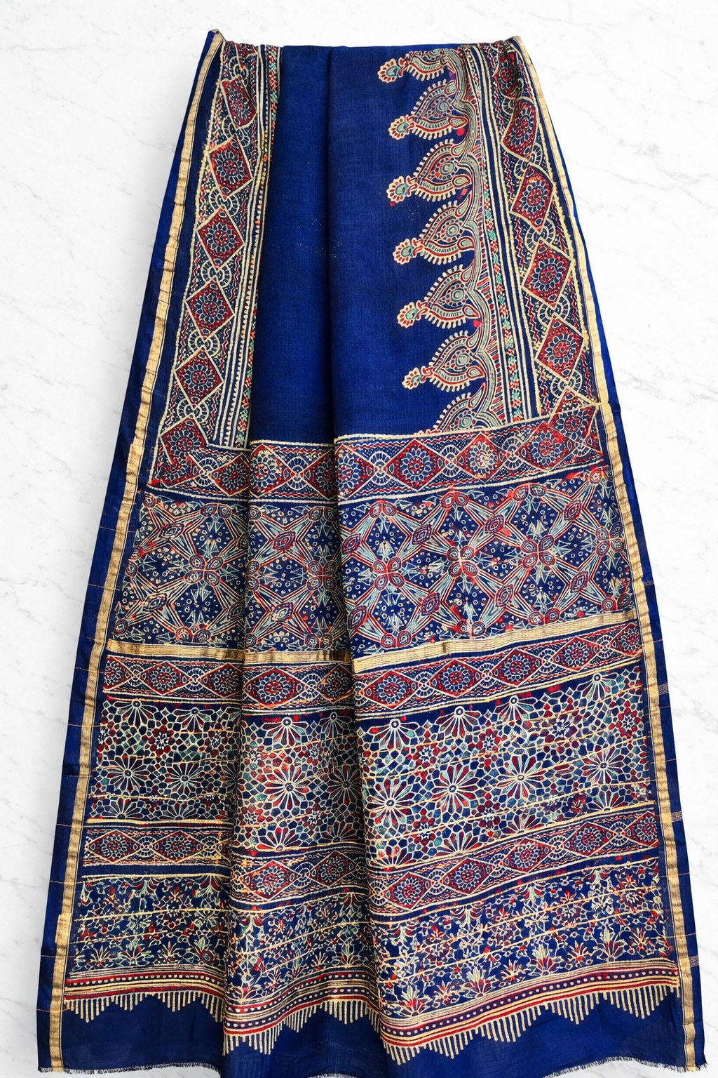 Chanderi Handblock print Silk Saree