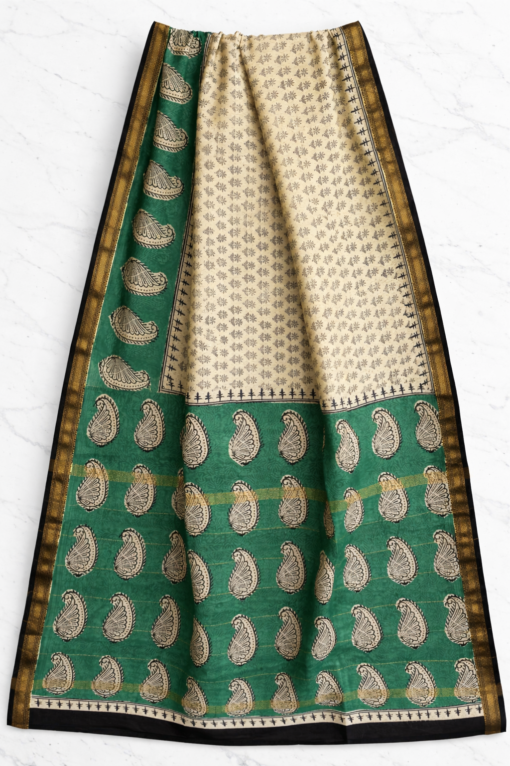 Chanderi Handblock print silk saree