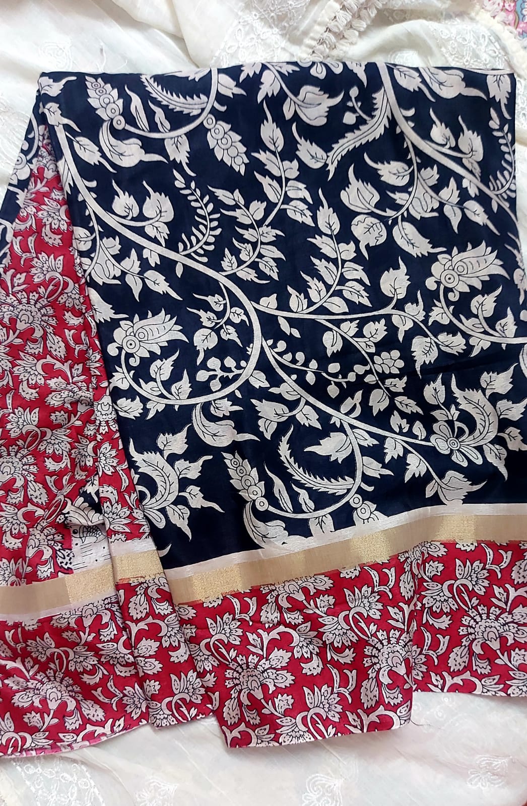 Kalamkari-inspired digital/printed saree